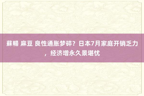蘇暢 麻豆 良性通胀梦碎？日本7月家庭开销乏力，经济增永久景堪忧