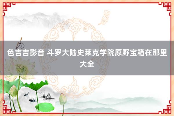 色吉吉影音 斗罗大陆史莱克学院原野宝箱在那里大全