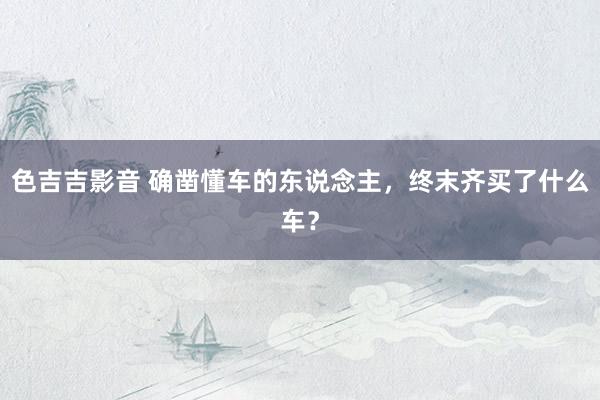 色吉吉影音 确凿懂车的东说念主，终末齐买了什么车？