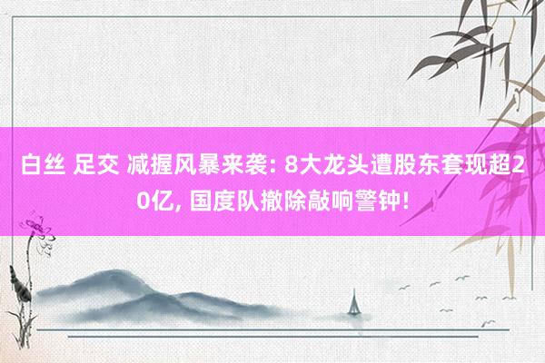 白丝 足交 减握风暴来袭: 8大龙头遭股东套现超20亿, 国度队撤除敲响警钟!