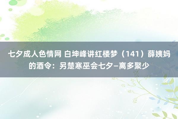 七夕成人色情网 白坤峰讲红楼梦（141）薛姨妈的酒令：另楚寒巫会七夕—离多聚少