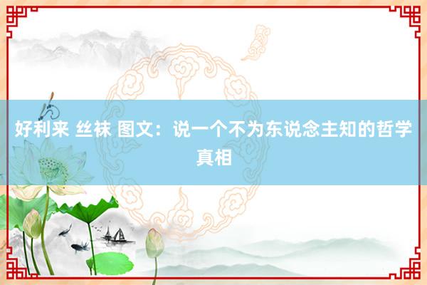 好利来 丝袜 图文：说一个不为东说念主知的哲学真相