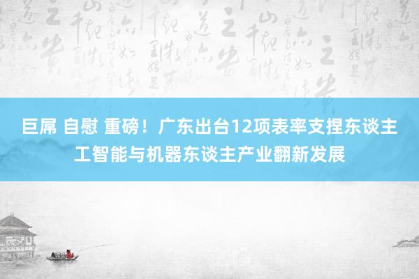 巨屌 自慰 重磅！广东出台12项表率支捏东谈主工智能与机器东谈主产业翻新发展