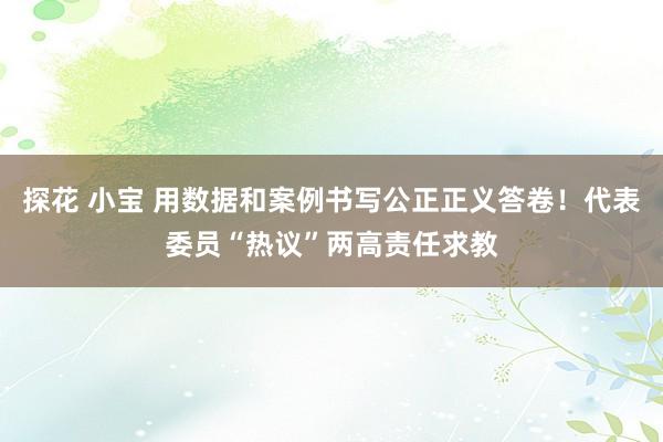 探花 小宝 用数据和案例书写公正正义答卷！代表委员“热议”两高责任求教