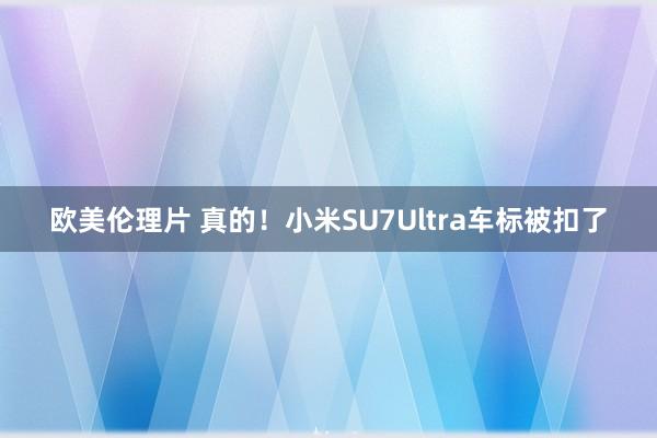欧美伦理片 真的！小米SU7Ultra车标被扣了